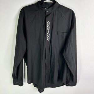 Henri Valdise Men's Black Button Down Shirt Size L Neck 16/16.5